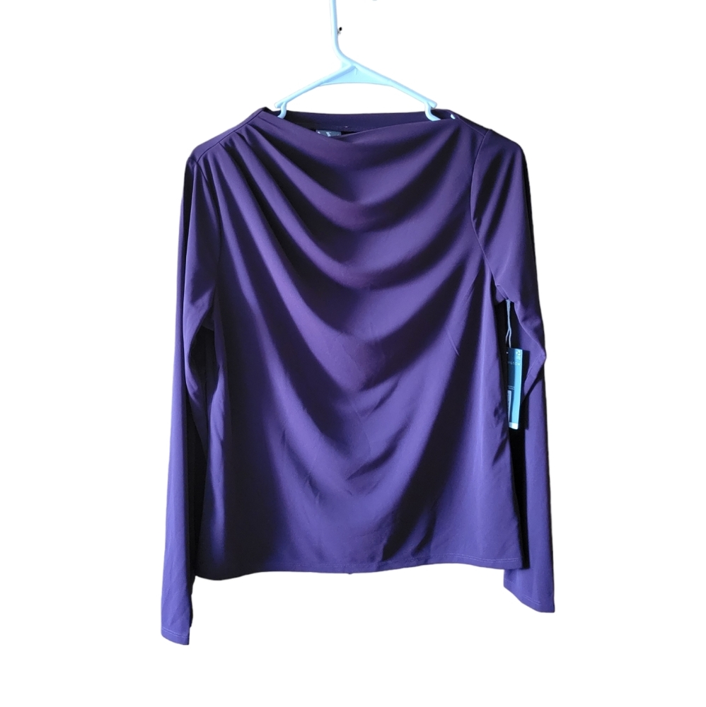 Worthington small long sleeve dressy professional work top new purple burgundy